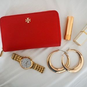Tory Burch Red Zip Wallet